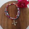 Bracelet cordon liberty croix byzantine nacre plaqué or