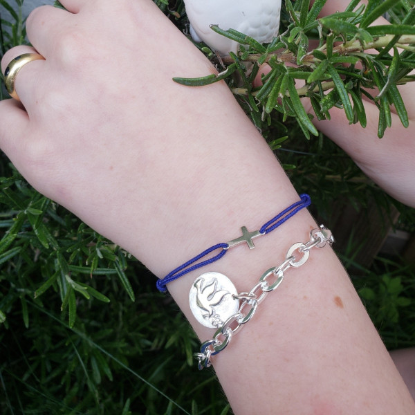 colombe gourmette bracelet argent religieux catholique confirmation