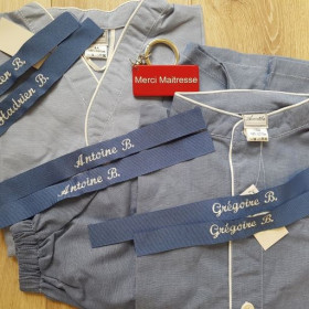 broderie tablier école etiquette nom prenom enfant catholique