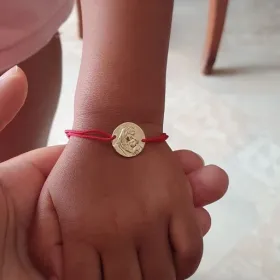 Bracelet religieux d'une médaille vierge à l'enfant sur cordon solide