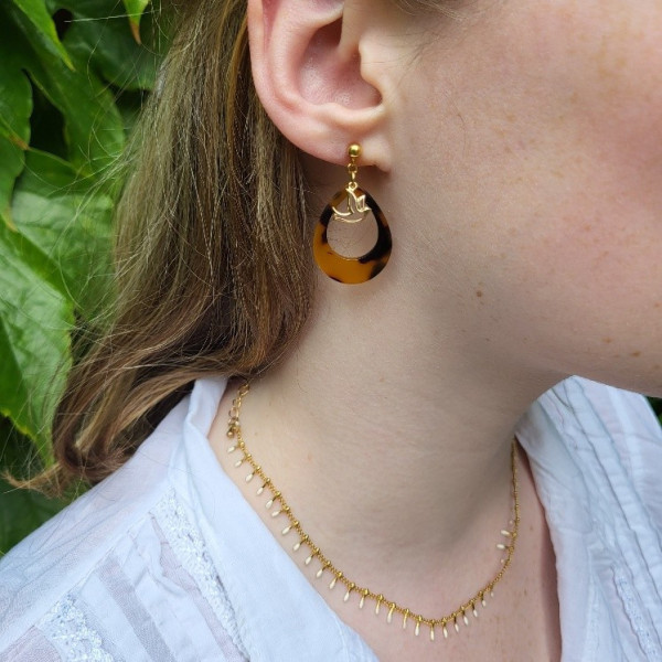 Boucles d'oreilles Notre-Dame de Rocamadour mini colombe plaqué or