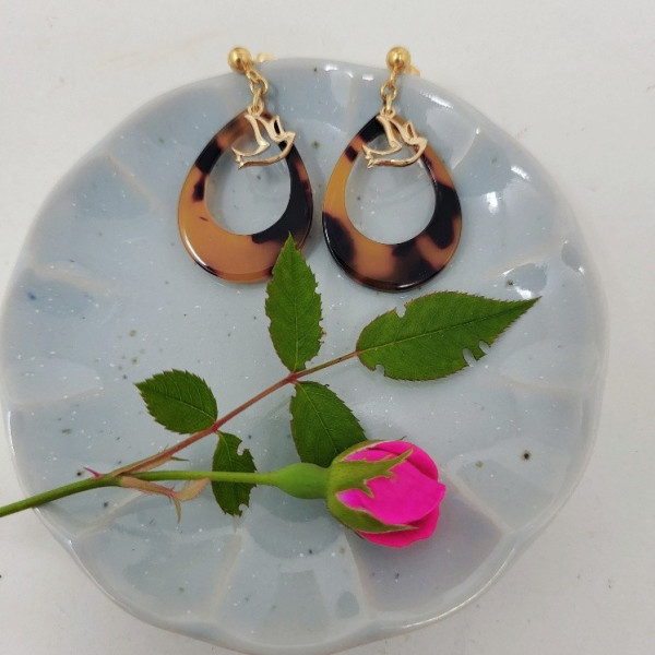 Boucles d'oreilles Notre-Dame de Rocamadour mini colombe plaqué or