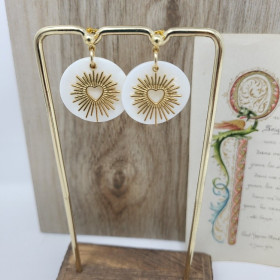 Boucles d’oreilles Sacré-Cœur acier inoxydable sur nacre