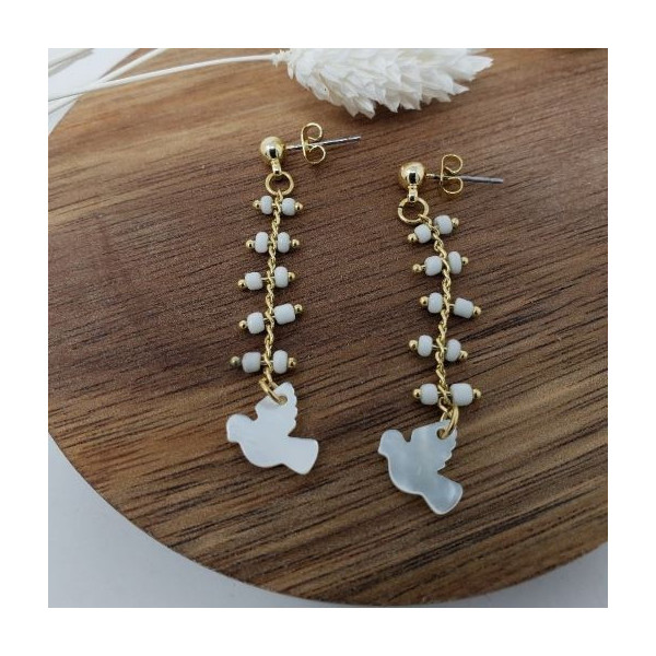 Boucles d'oreilles Notre-Dame de Fourvière colombe blanche