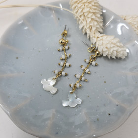 Boucles d'oreilles Notre-Dame de Fourvière colombe blanche