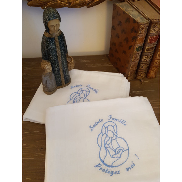 Lange bébé religieux protecteur brodé et personnalisé de bienvenu