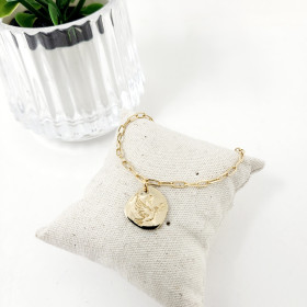 Bracelet médaille colombe argent ou plaqué or