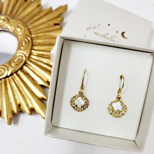 Boucles d’oreilles religieuses Notre-Dame de Paris - Croix en nacre