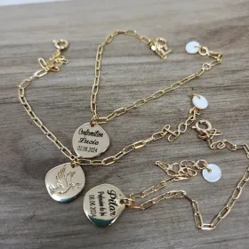 Bracelet religieux d'une colombe Esprit Saint en pendentif sur chaine