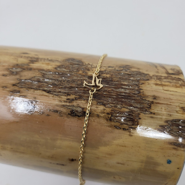 Bracelet religieux gourmette avec une fine colombe sur chaine
