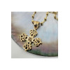 Collier religieux et chretien avec une belle croix plaque or ajourée