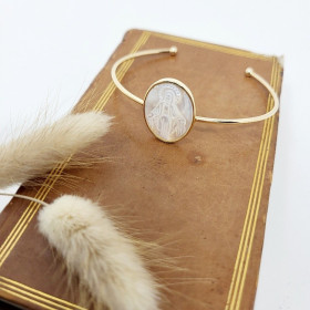 Jonc plaqué or avec médaille miraculeuse en nacre