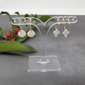 Boucles d'oreilles coquille Saint-Jacques nacre bijou du pèlerin