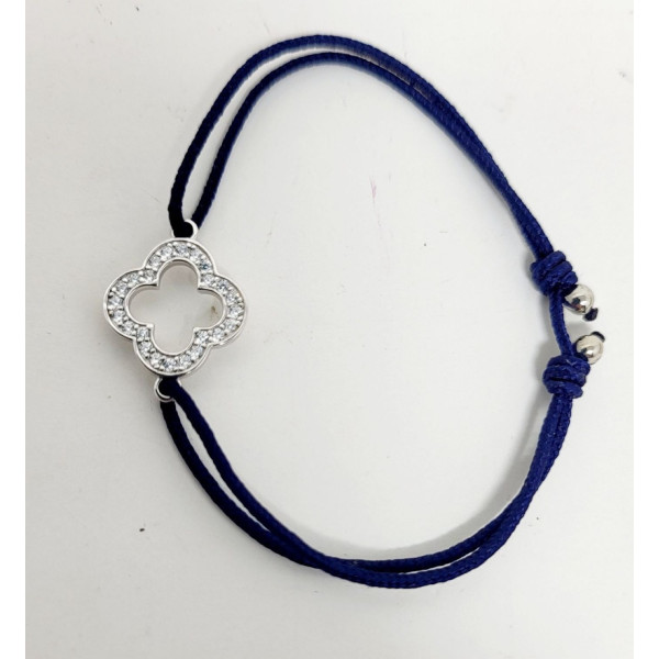 Bracelet religieux cordon croix lobée rosace et zircons lumière