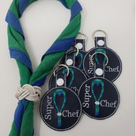 Porte-clés médaillon brodé Eudelune, scoutisme et dizainier