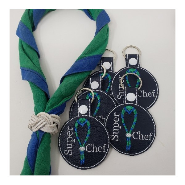 Porte-clés médaillon brodé Eudelune, scoutisme et dizainier