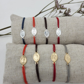 Bracelet religieux médaille miraculeuse sur cordon