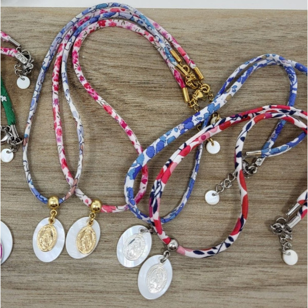 Collier Médaille Miraculeuse 10 mm sur nacre – Plaqué Or ou Argent