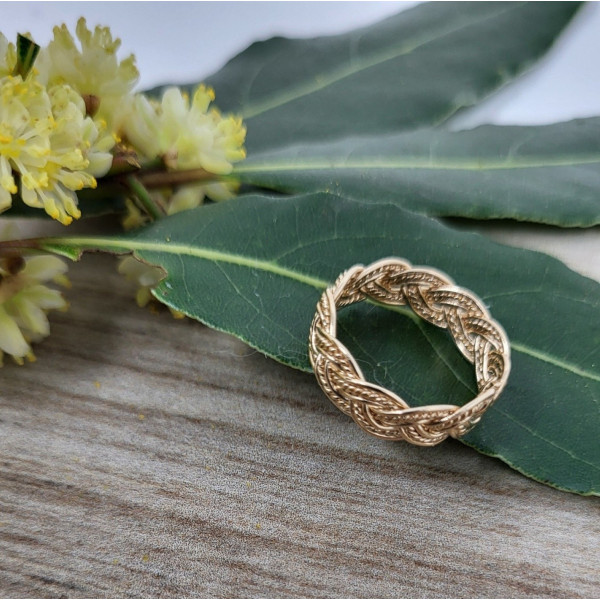 Bague tresse lien et union de fiançailles plaqué or eudelune