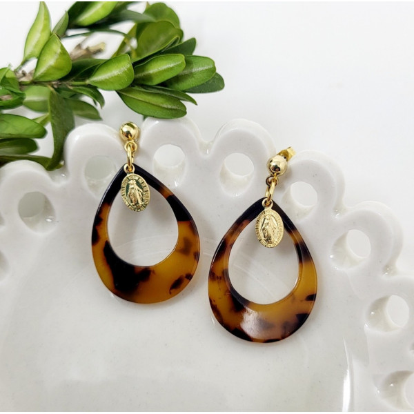 Boucles d’oreilles Notre-Dame de Lourdes - Médaille miraculeuse