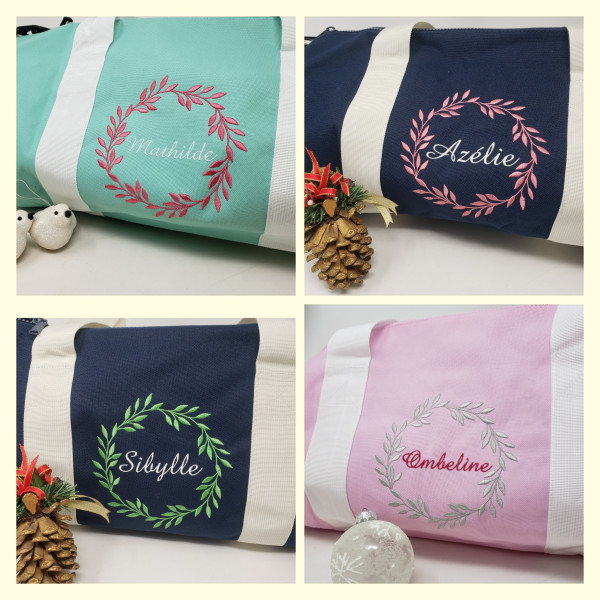 sac polochon brodé de week-end sac personnalisé pour tous les ages