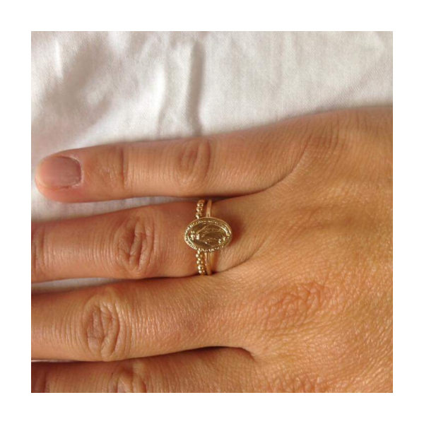 Bague médaille miraculeuse 11 mm plaqué or ou argent