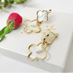 Boucles Trinité nacre et acier et plaqué or 18 carats