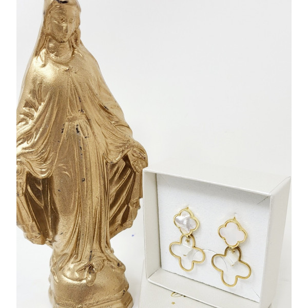 Boucles Trinité nacre et acier et plaqué or 18 carats