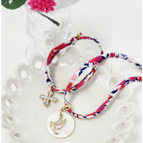 Collier colombe Esprit Saint plaqué or sur nacre