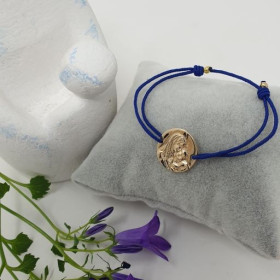 Bracelet cordon médaille Vierge à l'Enfant gravée