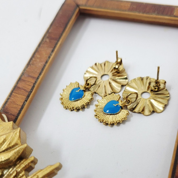 Boucles d'oreilles religieuses Sacré Coeur Paray