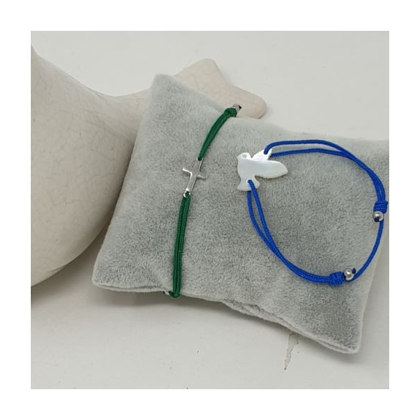 Bracelet religieux cordon d'une croix argent ou plaqué or