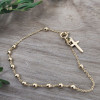 Bracelet dizainier plaqué or ou argent – croix et 10 grains de prière