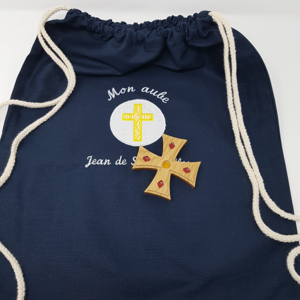 Sac à cordelette personnalisé - Prénom brodé et dessin au choix