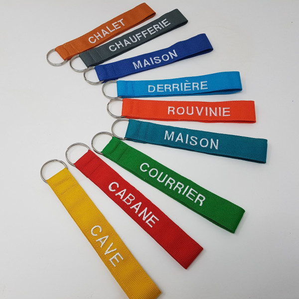 Porte-clés ruban brodé personnalisé | Eudelune