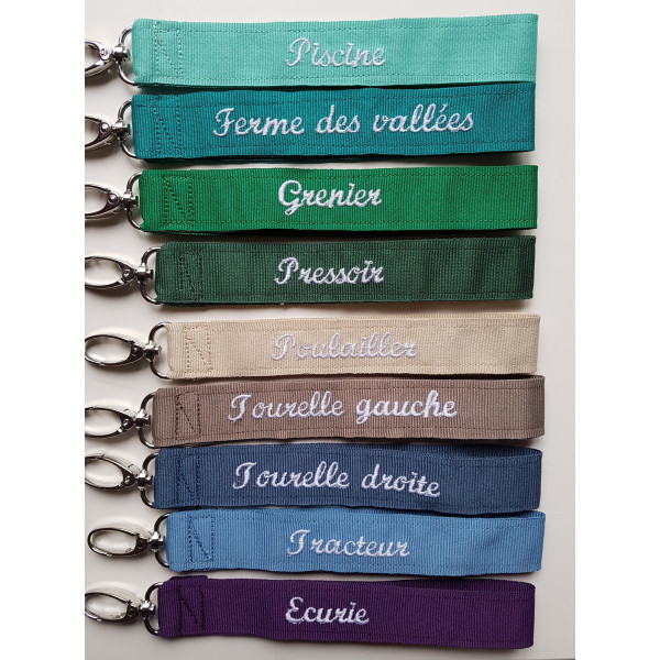 Porte-clés ruban brodé personnalisé | Eudelune