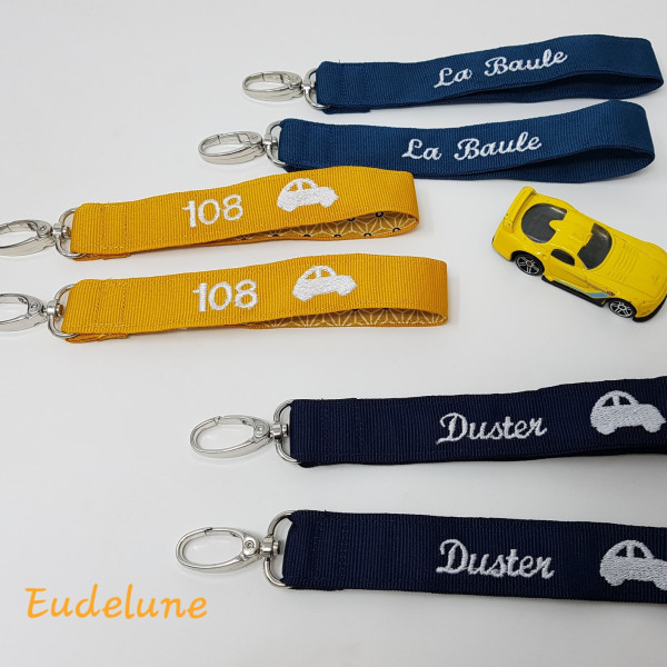 Porte-clés ruban brodé personnalisé | Eudelune