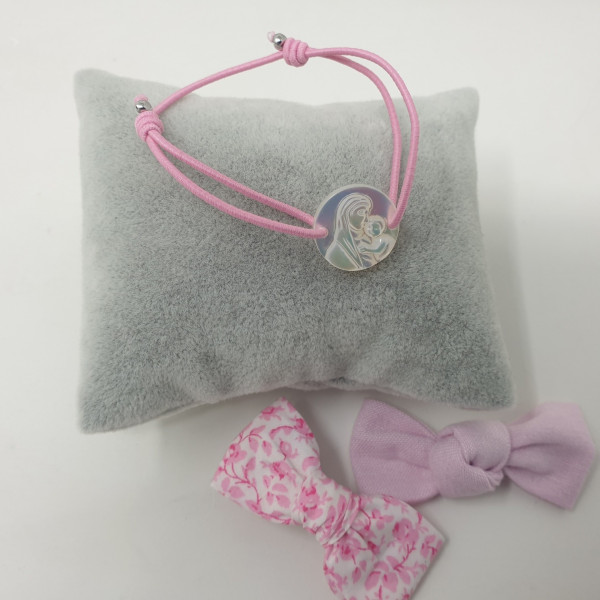 Bracelet vierge à l'enfant ou ange sur élastique pour allaiter un bébé