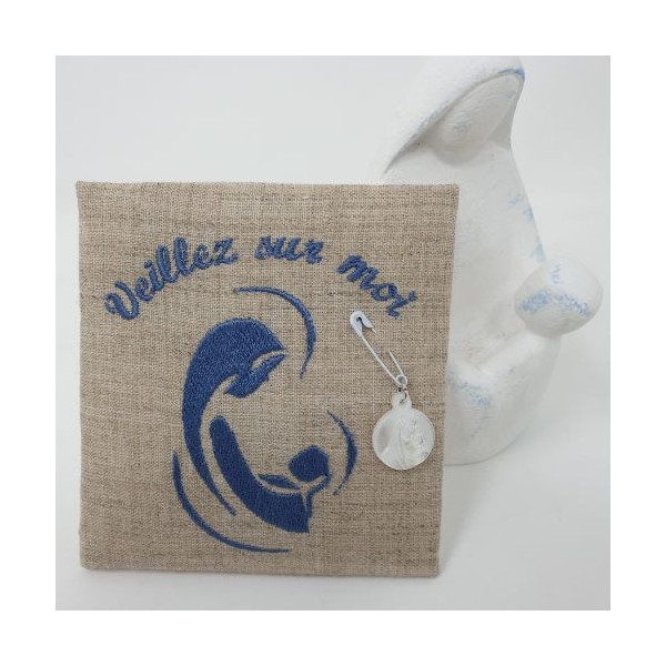 Agate Cadre médaille enfant broderie religieux fête coin prière