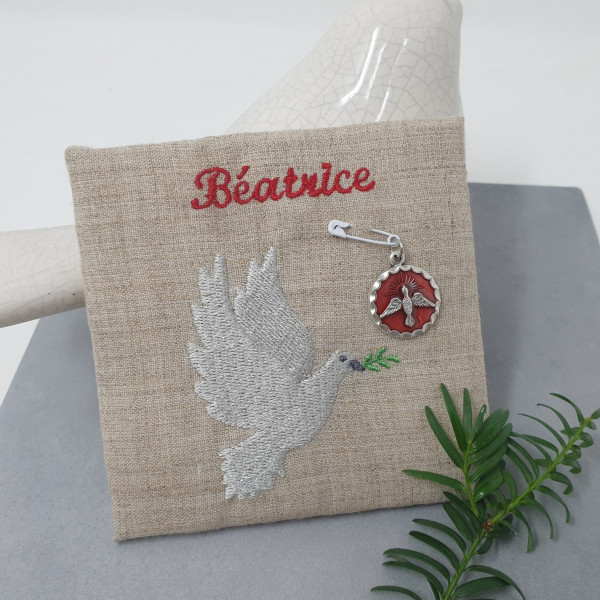 Agate Cadre médaille enfant broderie religieux fête coin prière