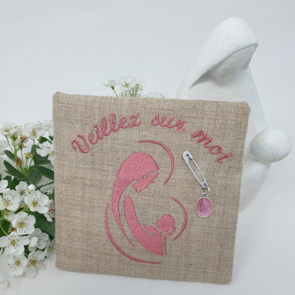 Agate Cadre médaille enfant broderie religieux fête coin prière