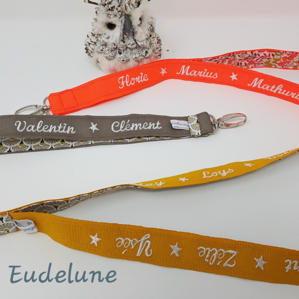Tour de cou porte-clés brodé personnalisé | Eudelune