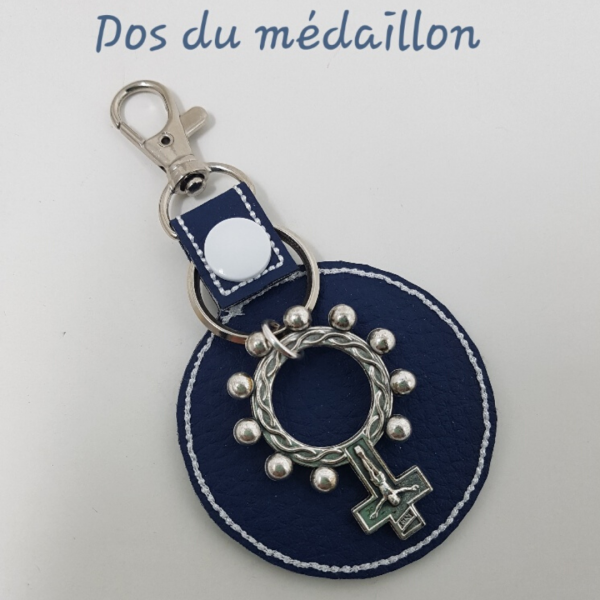 Porte-clés médaillon brodé Eudelune, scoutisme et dizainier
